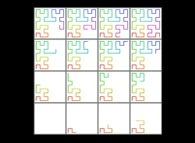 The construction of the bidimensional Hilbert Curve -iteration 3- 