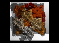 An extended Menger Sponge -iteration 5- displaying the 100 first digits -base 2- of the Champernowne number (=0.1 10 11 100 101 110 111 1000...)-using all base 2 integer numbers- periodically repeated in order to obtain 1.539.972 digits 