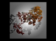 Une pseudo-marche aléatoire tridimensionnelle définie à l'aide de 'pi' : 3.141592... -90.000 chiffres, -base 10- avec 30.000 pas de temps 