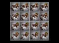 A set of 4x3 stereograms displaying a tridimensional pseudo-random walk defined by means of 'pi': 3.141592... -90.000 digits, -base 10- with 30.000 time steps 